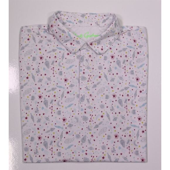 Robert Graham Other - Robert Graham White w/ Rocket Astronaut Design Performance Golf Polo Shirt M